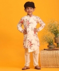 Multicolor Base Cream Kurta Pyjama Set