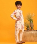 Multicolor Base Cream Kurta Pyjama Set