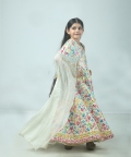Multicolored Mirror Anarkali With Cape 
