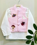 Mushroom Forest Nehru Jacket And Kurta Set For Boys
