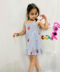 Floral Design Cotton Embroidery Dress In Noodle Steps