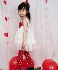 Sleevless Ruffle Big Red Heart Yoke Fit & Flare White Dress