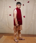 Kurta Set With Maroon Velvet Jacket