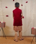 Kurta Set With Maroon Velvet Jacket