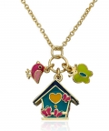 Birdhouse & Flower Chain Necklace