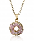 Pink Enamel Crystal Donut Necklace