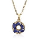 Blue Enamel Crystal Donut Necklace