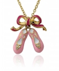 Enamel Bow & Ballerina Shoes Necklace