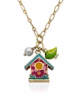 Birdhouse & Pearl Chain Necklace