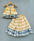 Traditional Ethnic Printed Tie Up Strap Top And Lehenga