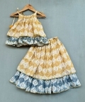Traditional Ethnic Printed Tie Up Strap Top And Lehenga