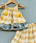 Traditional Ethnic Printed Tie Up Strap Top And Lehenga