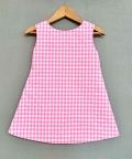 Gingham Checks A-Line Dress With Applique Work