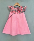 Gingham Checks & Floral Dress With Bag
