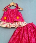 Bandhej & Floral Printed Lehenga Set