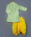 Green Zari Kurta and Yellow Dhoti