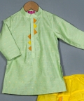 Green Zari Kurta and Yellow Dhoti