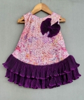 Printed Sequins Dress with Frills
