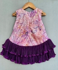 Printed Sequins Dress with Frills