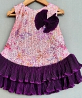 Printed Sequins Dress with Frills