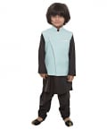 Sky Blue Side Cut Nehru Jacket 