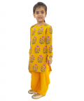 Haldi Gulab Printed Crepe Kurta Paired With Patiala Salwar