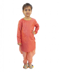 Ruby Red Crepe Kurta With Dhoti 