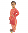 Ruby Red Crepe Kurta With Dhoti 