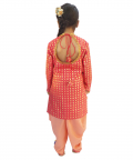Ruby Red Crepe Kurta With Dhoti 