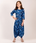 Midnight Blue Dhoti Jumpsuit Kids