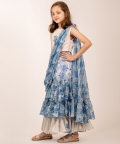 Seashell Cream Ruffle Saree Kids