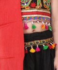 Dandiya border Plain Cotton Chaniya Choli -Black