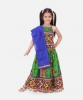 Halter Neck Dandiya Print Chaniya Choli-Green