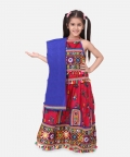Halter Neck Dandiya Print Chaniya Choli-Pink