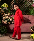 Farnbag-Red Long Shirt & Trouser Set 