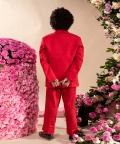 Idum Red Blazer Paired With Waistcoat & Trouser Set 