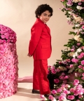 Idum Red Blazer Paired With Waistcoat & Trouser Set 