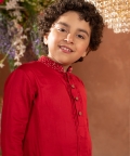  Suri Embroidered Red Kurta & Trouser Set 