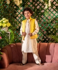 Zer-Embroidered Vegan Silk Yellow Nehru Jacket