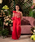 Adeem-Embroidered German Satin Red Jumpsuit 