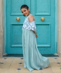 Shirin-Thread Embroidered Vortex Blue Jumpsuit 
