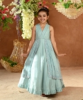 Meher-Embroidered Vegan Silk Blue Gown 
