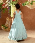 Meher-Embroidered Vegan Silk Blue Gown 