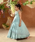Meher-Embroidered Vegan Silk Blue Gown 