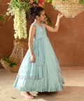 Meher-Embroidered Vegan Silk Blue Gown 