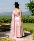 Delilah-Embroidered German Satin Pink Gown 