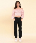 Off Shoulder 3/4 Sleeve Printed Crop Top
