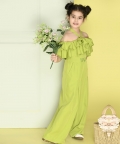 Off Shoulder Half Sleeve Solid Full Length Jumpsuit