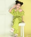 Off Shoulder Half Sleeve Solid Full Length Jumpsuit