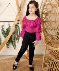 Off Shoulder Solid Full Sleeve Hip Length Top